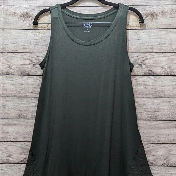 LOGO Layers Size Small Sleeveless Tunic Top Green Swing Stretchy Blouse #A282131 - Picture 3 of 11